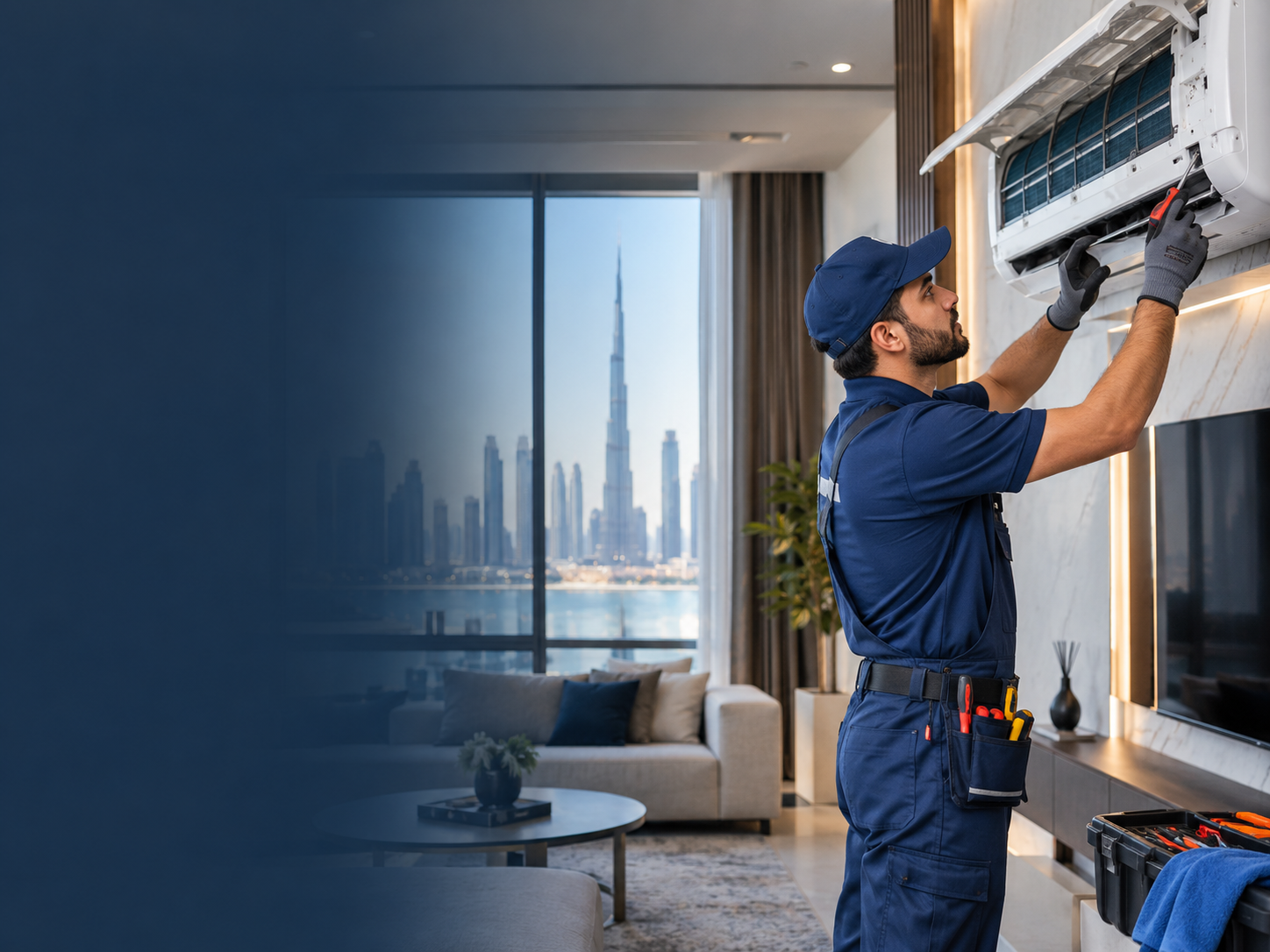 Professional technician providing AC repair and maintenance service in Dubai